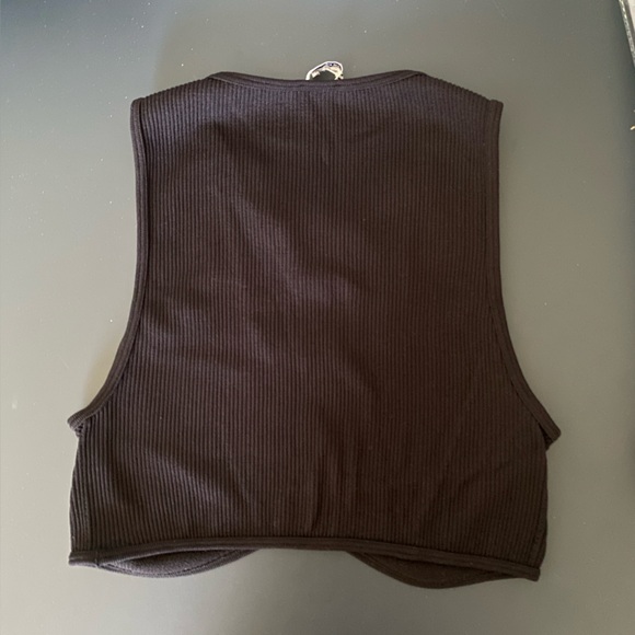 Zara black ribbed women’s crop top size small going out top festival party goth - Picture 3 of 6